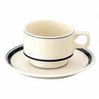 山万 ネイビーボーダー　スタックコーヒー碗皿  69375－409 1個（ご注文単位1個）【直送品】