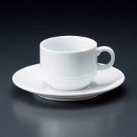 【直送品】山万 白磁　105　スタックコーヒー碗皿  71515－409 1個（ご注文単位1個）