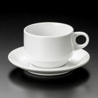 山万 白スタック　カプチーノ碗皿  71551－409 1個（ご注文単位1個）【直送品】