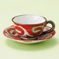 【直送品】山万 氷雪唐草　赤コーヒー碗皿　手描き  72221－519 1個（ご注文単位1個）