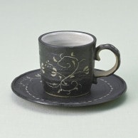 >【直送品】山万 唐草彫　黒コーヒー碗皿  72266－549 1個（ご注文単位1個）