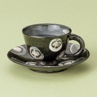 【直送品】山万 黒土丸紋　コーヒー碗皿  72330－109 1個（ご注文単位1個）