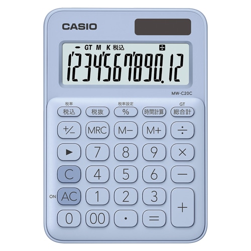 カシオ カラフル電卓  ペールブルー MW-C20C-LB-N ［12桁 /W税率非対応］ MWC20CLBN 1個（ご注文単位1個）【直送品】