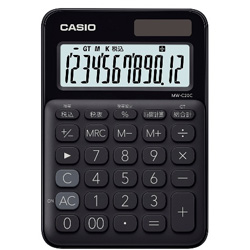 カシオ カラフル電卓 MW-C20C-BK-N ブラック ［12桁］ MWC20CBKN 1個（ご注文単位1個）【直送品】