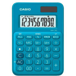 カシオ カラフル電卓  レイクブルー MW-C8C-BU-N ［10桁 /W税率非対応］ MWC8CBUN 1個（ご注文単位1個）【直送品】