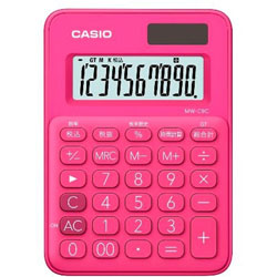 カシオ カラフル電卓  ビビッドピンク MW-C8C-RD-N ［10桁 /W税率非対応］ MWC8CRDN 1個（ご注文単位1個）【直送品】
