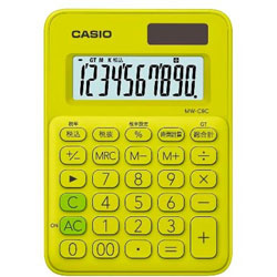 カシオ カラフル電卓  ライムグリーン MW-C8C-YG-N ［10桁 /W税率非対応］ MWC8CYGN 1個（ご注文単位1個）【直送品】