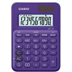 カシオ カラフル電卓  パープル MW-C8C-PL-N ［10桁 /W税率非対応］ MWC8CPLN 1個（ご注文単位1個）【直送品】