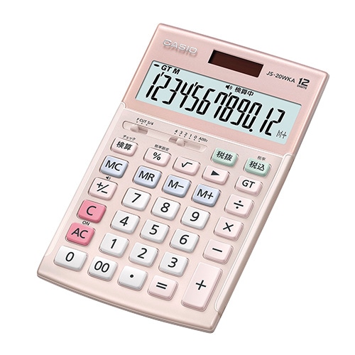 カシオ 本格実務電卓(検算)  ピンク JS-20WKA-PK-N ［12桁 /W税率非対応］ JS20WKAPKN 1個（ご注文単位1個）【直送品】