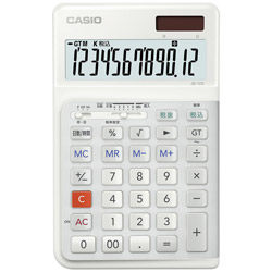 カシオ 人間工学電卓  ホワイト JE-12D-WE-N ［12桁 /W税率非対応］ JE12DWEN 1個（ご注文単位1個）【直送品】
