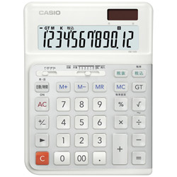 カシオ 人間工学電卓  ホワイト DE-12D-WE-N ［12桁 /W税率非対応］ DE12DWEN 1個（ご注文単位1個）【直送品】