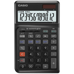 カシオ 人間工学電卓  ブラック JE-12D-BK-N ［12桁 /W税率非対応］ JE12DBKN 1個（ご注文単位1個）【直送品】