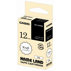 カシオ クラフトテープ NAME LAND（ネームランド） ブラウン XR-12KRBR ［ベージュ文字 /12mm幅］ XR12KRBR 1個（ご注文単位1個）【直送品】