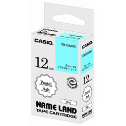 カシオ パステルアッシュテープ NAME LAND（ネームランド） ソフトブルー XR-12ASBU ［グレー文字 /12mm幅］ XR12ASBU 1個（ご注文単位1個）【直送品】