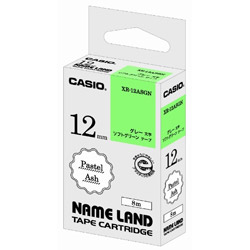 カシオ パステルアッシュテープ NAME LAND（ネームランド） ソフトグリーン XR-12ASGN ［グレー文字 /12mm幅］ XR12ASGN 1個（ご注文単位1個）【直送品】