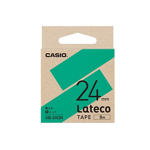カシオ ラベルライターLateco用テープ  緑 XB-24GN ［黒文字 /24mm幅］ XB24GN 1個（ご注文単位1個）【直送品】
