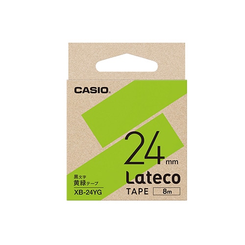 カシオ ラベルライターLateco用テープ  黄緑 XB-24YG ［黒文字 /24mm幅］ XB24YG 1個（ご注文単位1個）【直送品】