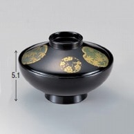 若泉漆器 4寸平富士椀　黒花丸  W－5－39 1個（ご注文単位1個）【直送品】