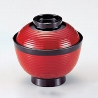 若泉漆器 3．6寸高千筋吸椀　紅帯黒  W－5－70 1個（ご注文単位1個）【直送品】