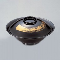 【直送品】 若泉漆器 5．3寸平富士煮物椀　黒一筆  W－6－68 1個（ご注文単位1個）
