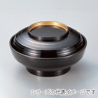 【直送品】 若泉漆器 5．5寸線筋平煮物椀　黒つば金  W－7－9 1個（ご注文単位1個）