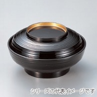 若泉漆器 6寸線筋平煮物椀　黒つば金  W－7－10 1個（ご注文単位1個）【直送品】