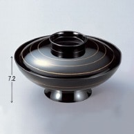【直送品】 若泉漆器 6寸小槌煮物椀　黒金ライン  W－7－24 1個（ご注文単位1個）