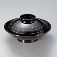 若泉漆器 耐熱天下椀　黒金ライン  W-7-27 1個（ご注文単位1個）【直送品】