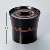 【直送品】 若泉漆器 水仙飯器　黒ライン内黒塗  W－7－95 1個（ご注文単位1個）