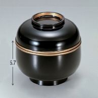 若泉漆器 鈴型小吸椀　黒帯金  1－180－10 1個（ご注文単位1個）【直送品】