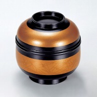 若泉漆器 鈴型小吸椀　黒帯金松葉  1－180－13 1個（ご注文単位1個）【直送品】