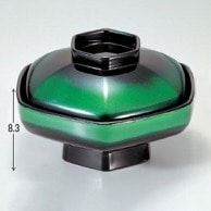 若泉漆器 六角煮物椀　グリーンカスミ  1－204－10 1個（ご注文単位1個）【直送品】