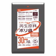 【直送品】 ハウスホールドジャパン 再生原料入ポリ袋　30L　GI32 黒 10枚入 1冊（ご注文単位80冊）