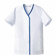 【直送品】 セブンユニフォーム 抗菌コート　女性用　半袖 7号　ホワイト×ブルー BA1111-8　1枚（ご注文単位1枚）