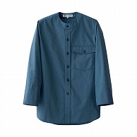 セブンユニフォーム 8分袖ノーカラーシャツ　袖口アンダーカバー付 男女兼用　SS　ブルー CH4470-1　1枚（ご注文単位1枚）【直送品】