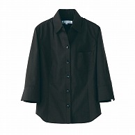 セブンユニフォーム スキッパーカラーシャツ　女性用　7分袖 7号　ブラック CH4415-9　1枚（ご注文単位1枚）【直送品】
