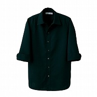 セブンユニフォーム 7分袖スキッパーカラーシャツ　男女兼用 S　ブラック CH4492-9　1枚（ご注文単位1枚）【直送品】
