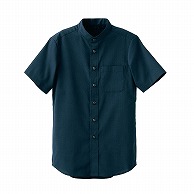 セブンユニフォーム スタンドカラーシャツ　男女兼用　半袖 L　ネイビー CH4468-1　1枚（ご注文単位1枚）【直送品】