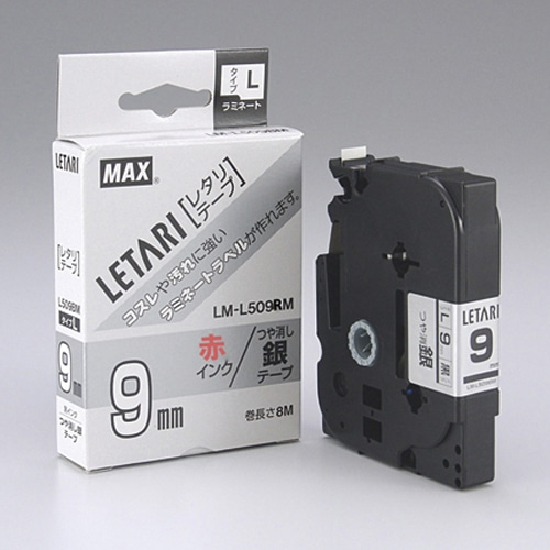 LM-L509RM ビーポップ　ミニ用テープ　艶消銀／赤文字 1個 (ご注文単位1個)【直送品】