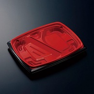 中央化学 弁当容器　CTリル　本体 24－20L 赤黒 50枚/袋（ご注文単位12袋）【直送品】