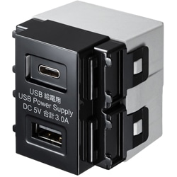 サンワサプライ　ＳＡＮＷＡ　ＳＵＰＰＬＹ 埋込USB給電用コンセント　（TYPEC搭載）  TAP-KJUSB1C1BK TAPKJUSB1C1BK 1個（ご注文単位1個）【直送品】