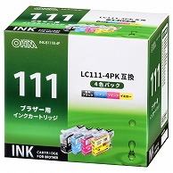 オーム電機 INK-B111B-4P 01-4186 ブラザー互換 LC111-4PK 顔料ブラック＋染料3色（ご注文単位1袋）【直送品】