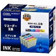 オーム電機 INK-ERDHB-4P 01-4312 エプソン互換 リコーダー 顔料4色パック（ご注文単位1袋）【直送品】