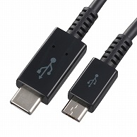 オーム電機 SMT-L10CM-K 01-7071 USB2.0 microB/TypeC ケーブル 1m（ご注文単位1袋）【直送品】