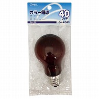 オーム電機 LB-PS5640-CR 04-6003 白熱カラー電球 E26 40W レッド（ご注文単位1袋）【直送品】