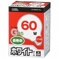 オーム電機 LB-G9660K-WLL 06-0624 白熱ボール電球 60W E26 G95 ホワイト（ご注文単位1袋）【直送品】