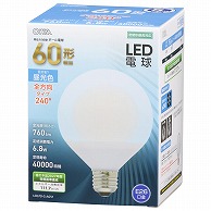 オーム電機 LDG7D-GAG51 06-3166 LED電球 ボール電球形 E26 60形相当 昼光色（ご注文単位1袋）【直送品】