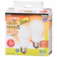 オーム電機 LDA7L-GAG532P 06-3299 LED電球 E26 60形相当 広配光 電球色 2個入（ご注文単位1袋）【直送品】