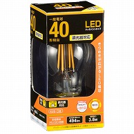 オーム電機 LDA4L/DC6 06-3482 LEDフィラメントタイプ電球 E26 40形相当 電球色 調光器対応（ご注文単位1袋）【直送品】