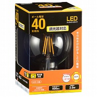 オーム電機 LDG3L/DC6 06-3497 LEDフィラメントタイプボール球 E26 40形相当 電球色 調光器対応（ご注文単位1袋）【直送品】